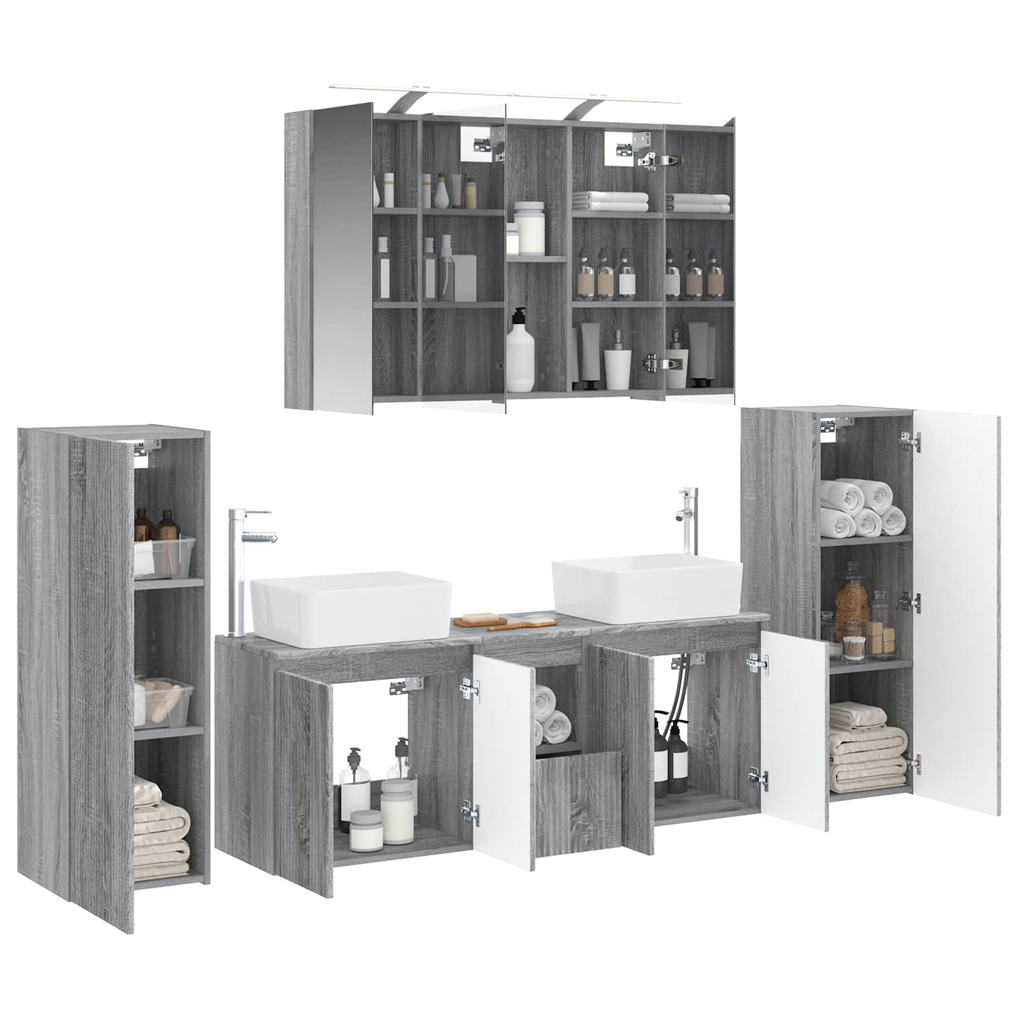 Bathroom Furniture Set 6 pcs Grey Sonoma