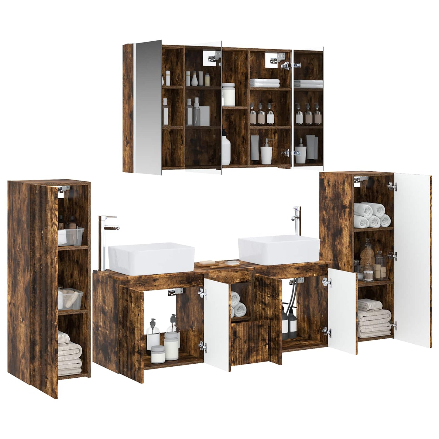 Bathroom Furniture Set 6 pcs Smoked Oak
