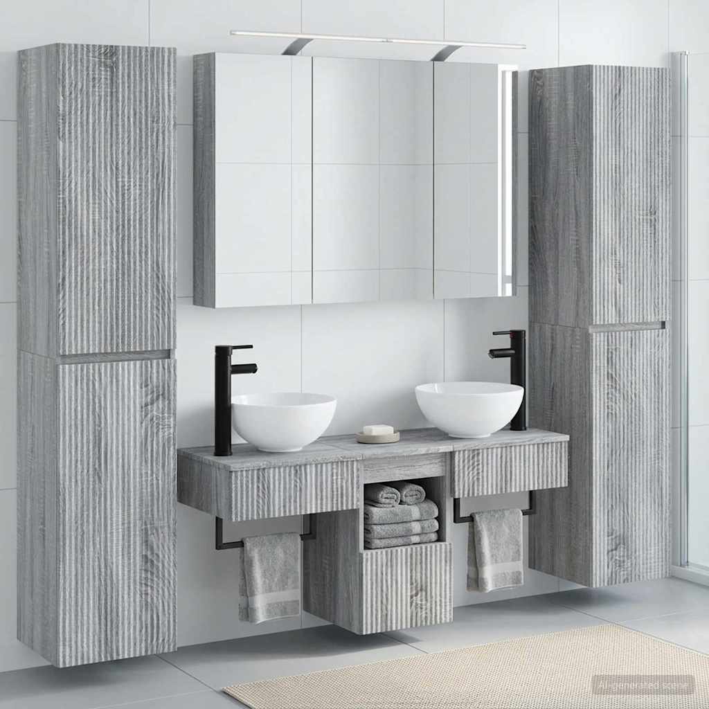 Bathroom Furniture Set 6 pcs Grey Sonoma