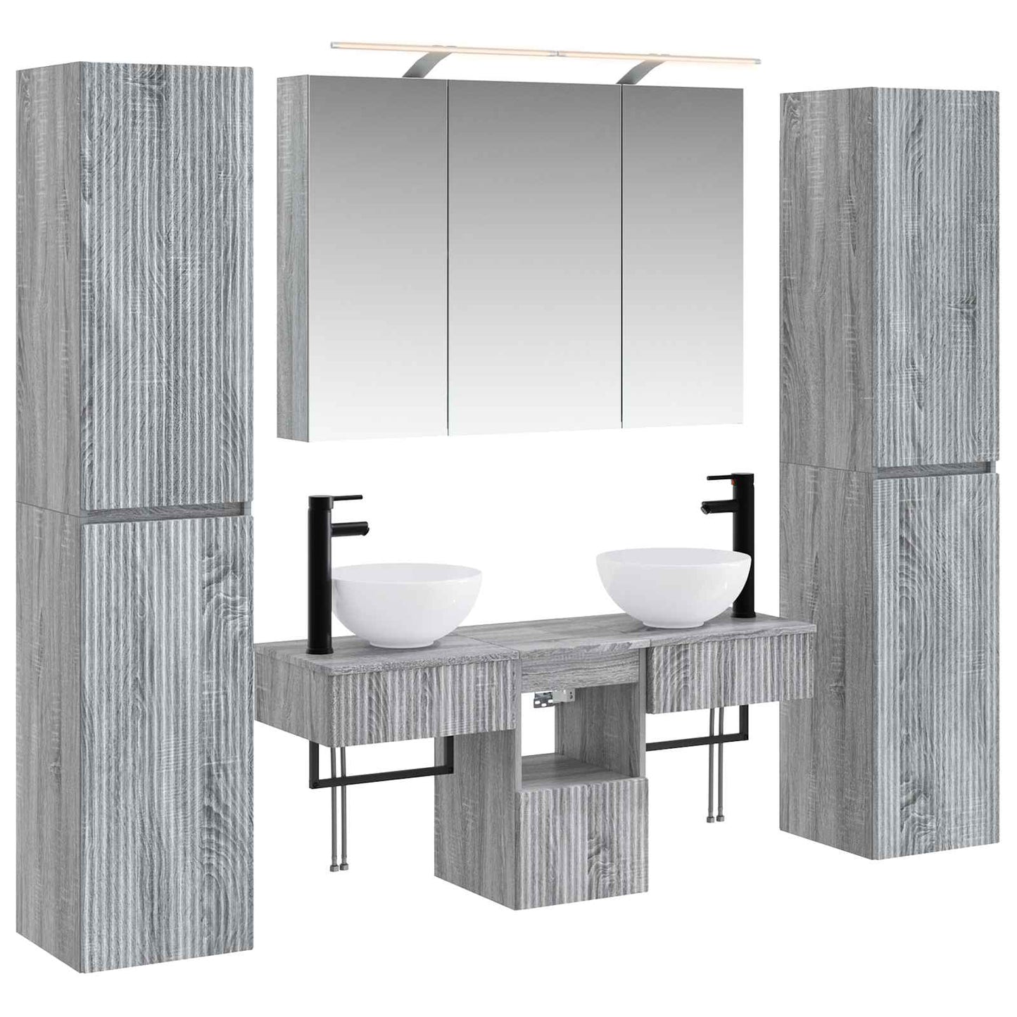 Bathroom Furniture Set 6 pcs Grey Sonoma