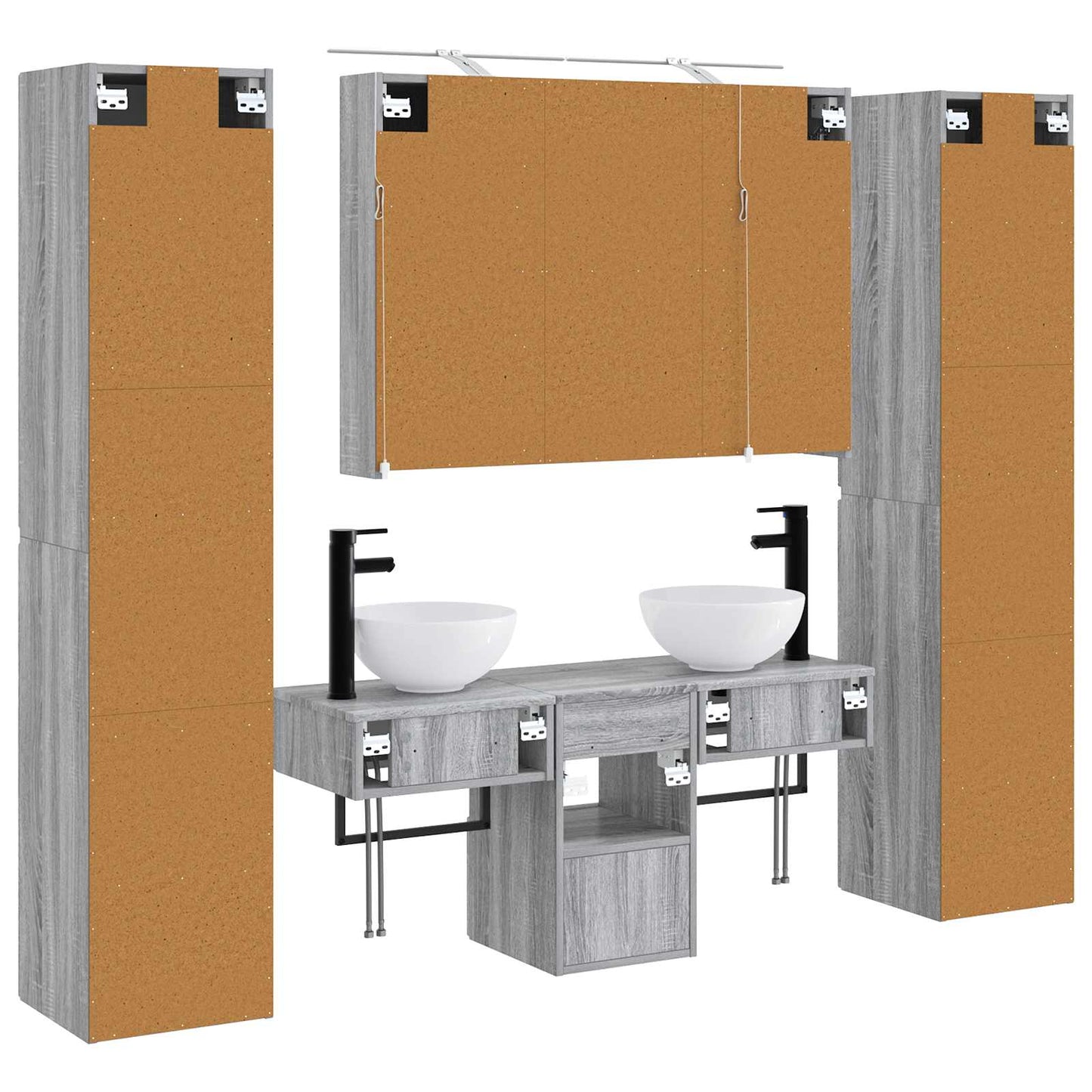 Bathroom Furniture Set 6 pcs Grey Sonoma