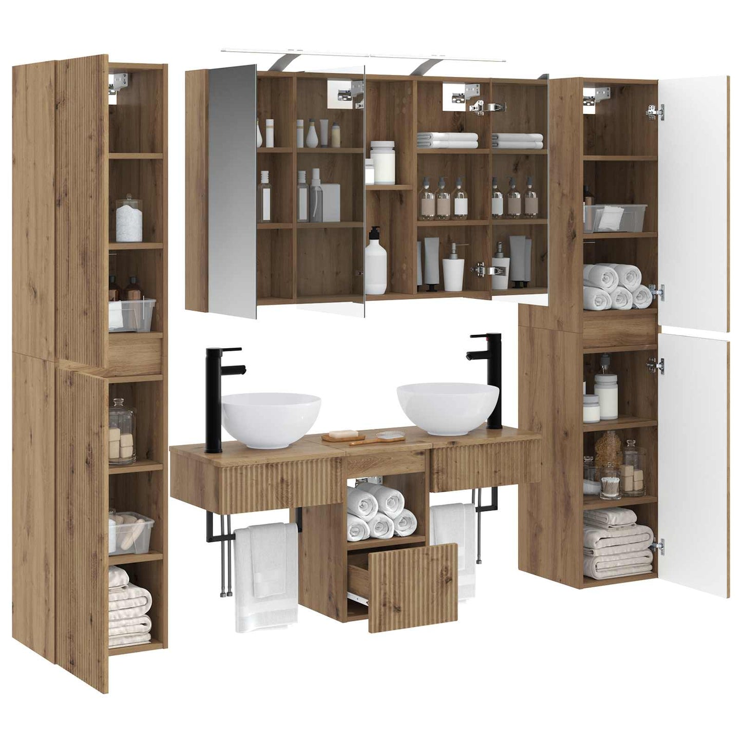 Bathroom Furniture Set 6 pcs Artisan Oak
