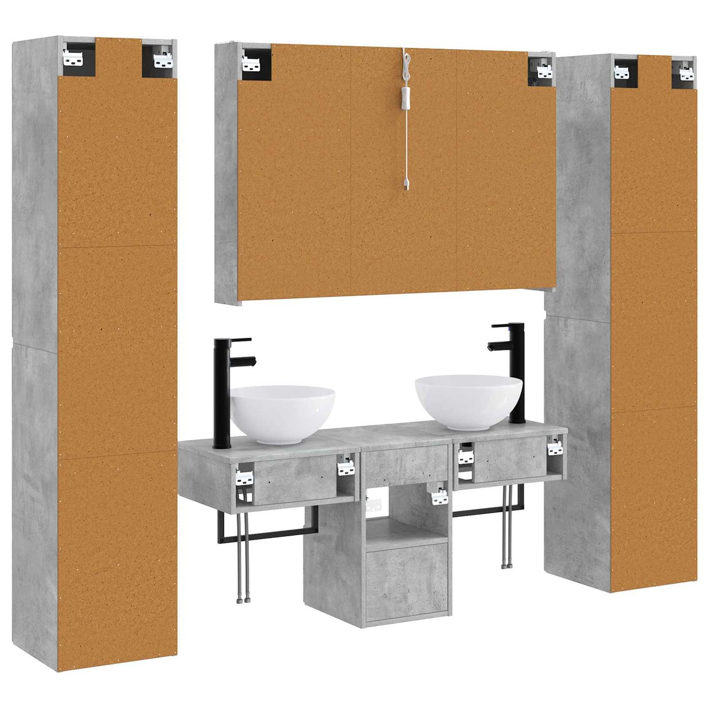 Bathroom Furniture Set 6 pcs Concrete Grey