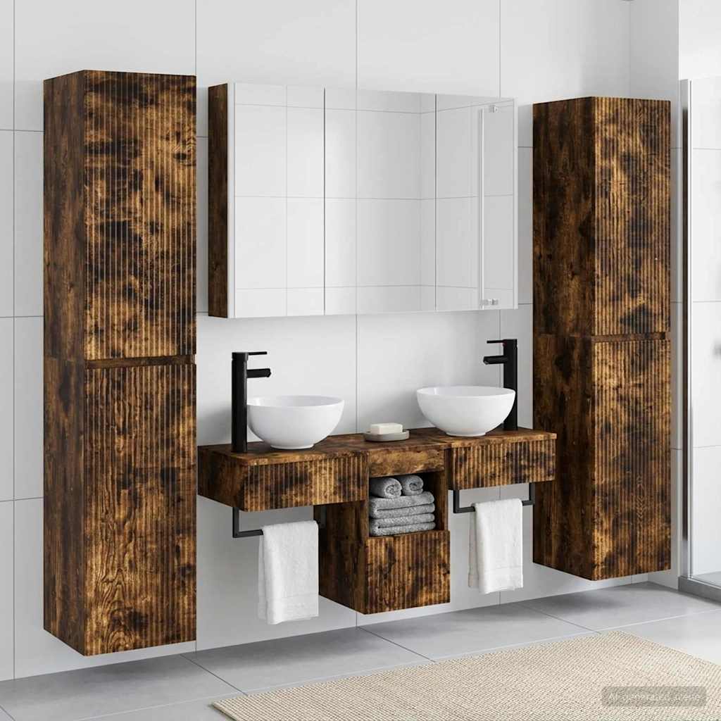 Bathroom Furniture Set 6 pcs Smoked Oak