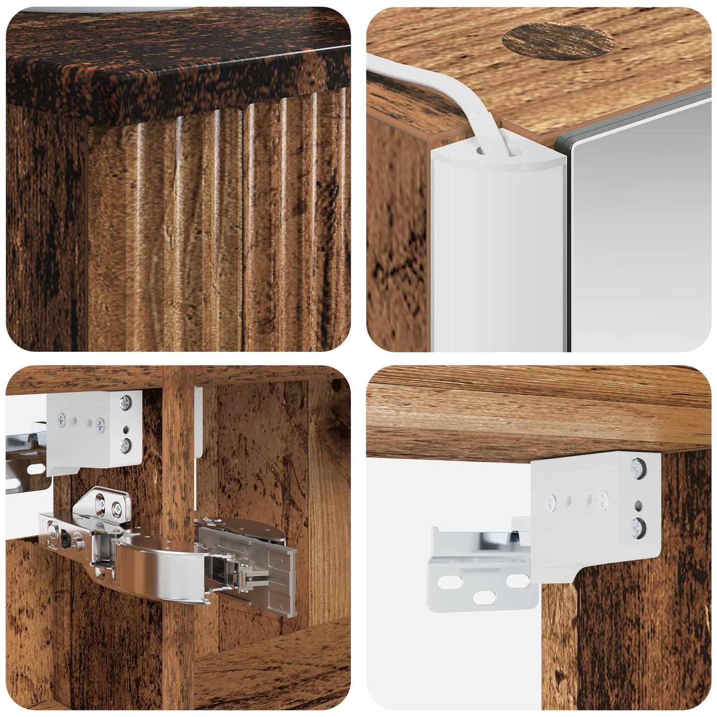 Bathroom Furniture Set 6 pcs Old Wood Engineered Wood and Glass
