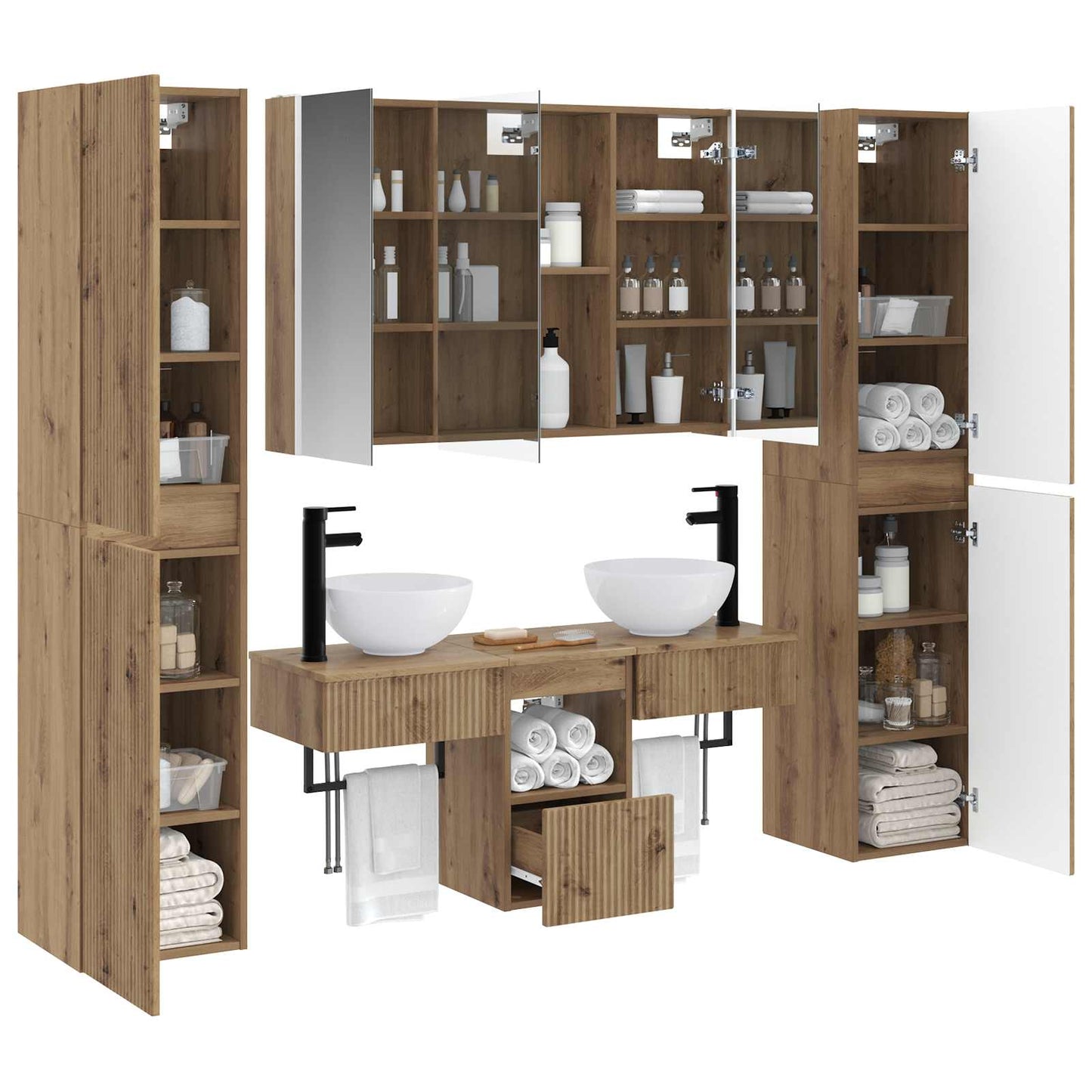 Bathroom Furniture Set 6 pcs Artisan Oak