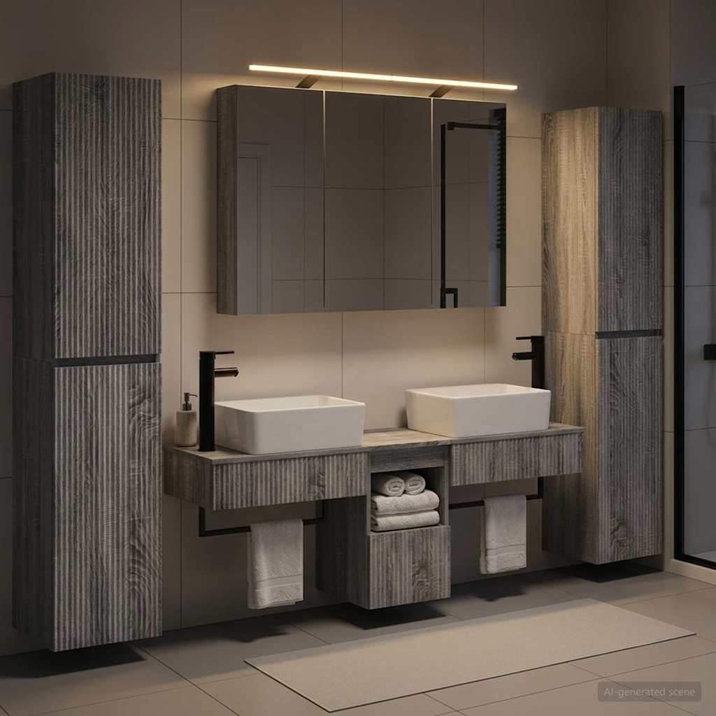 Bathroom Furniture Set 6 pcs Grey Sonoma