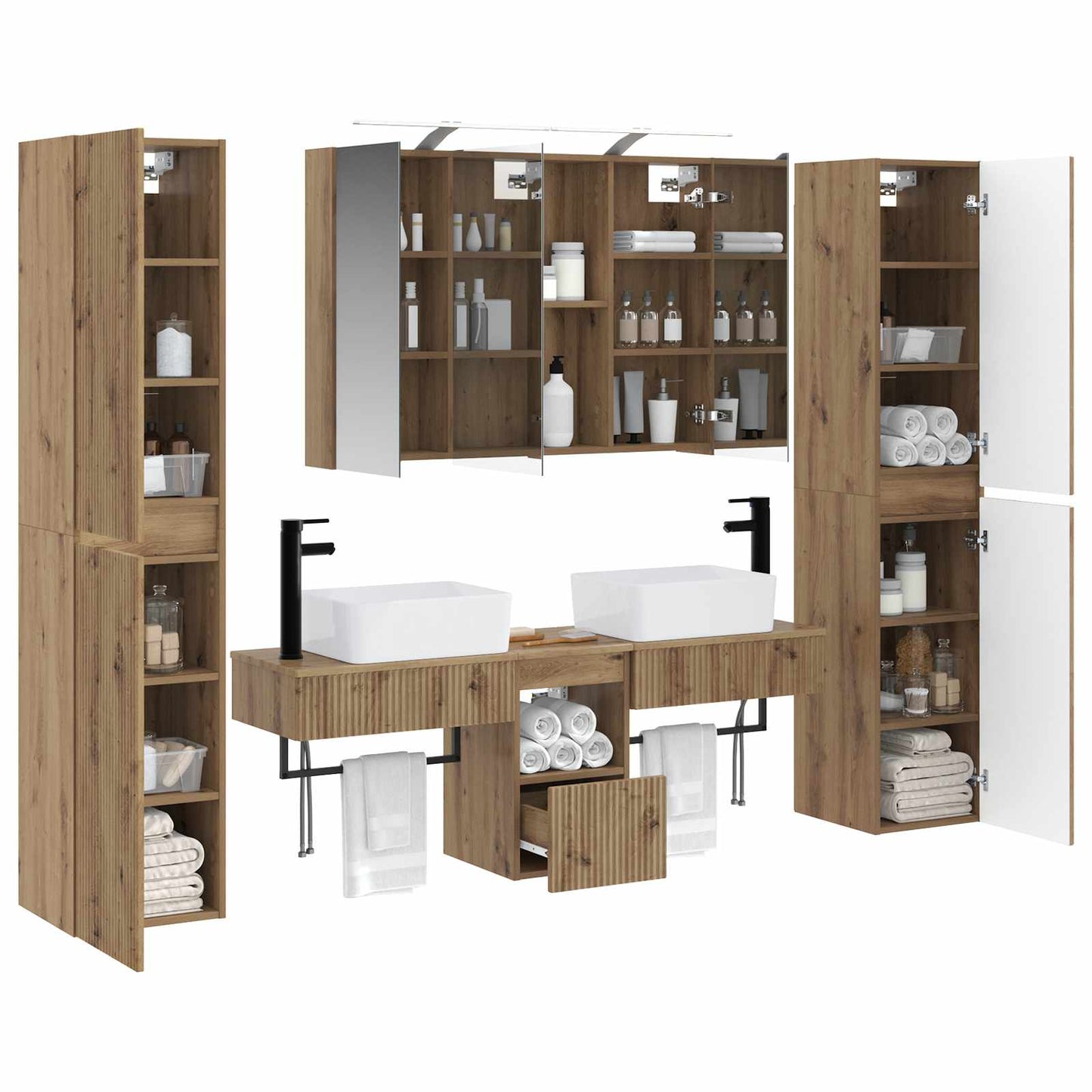 Bathroom Furniture Set 6 pcs Artisan Oak
