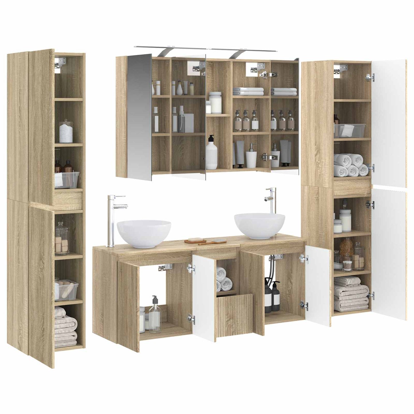 Bathroom Furniture Set 6 pcs Sonoma Oak