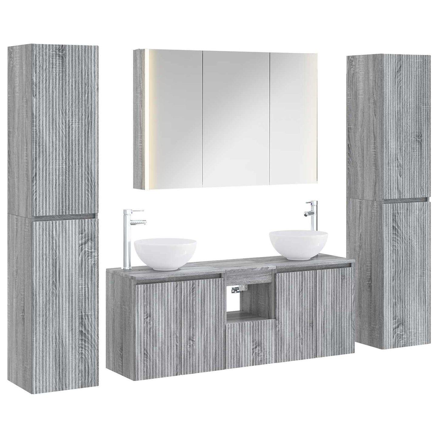 Bathroom Furniture Set 6 pcs Grey Sonoma