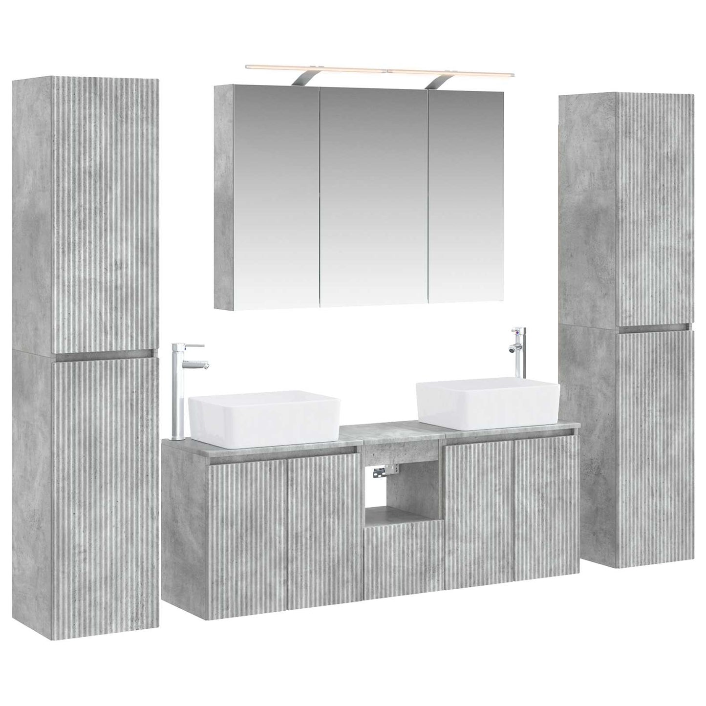 Bathroom Furniture Set 6 pcs Concrete Grey