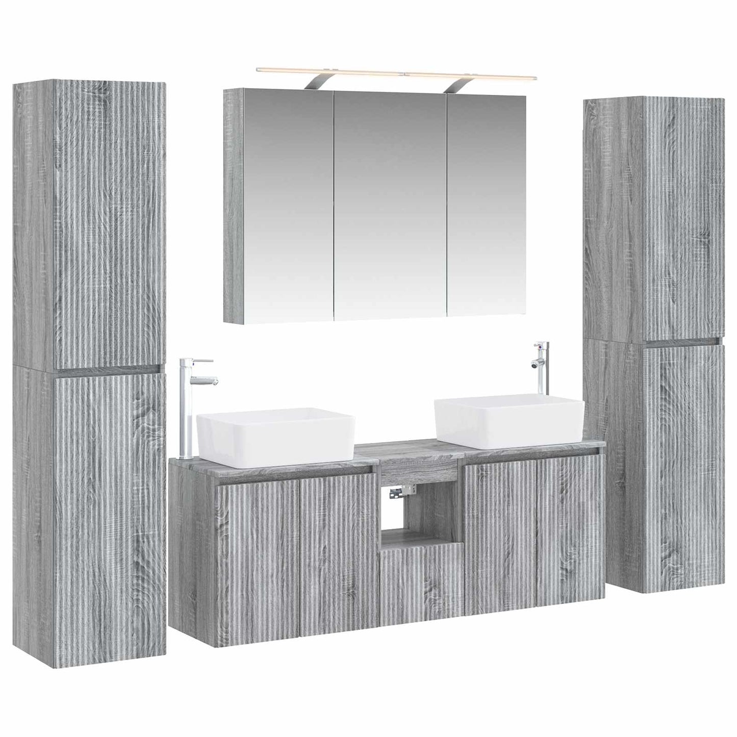 Bathroom Furniture Set 6 pcs Grey Sonoma