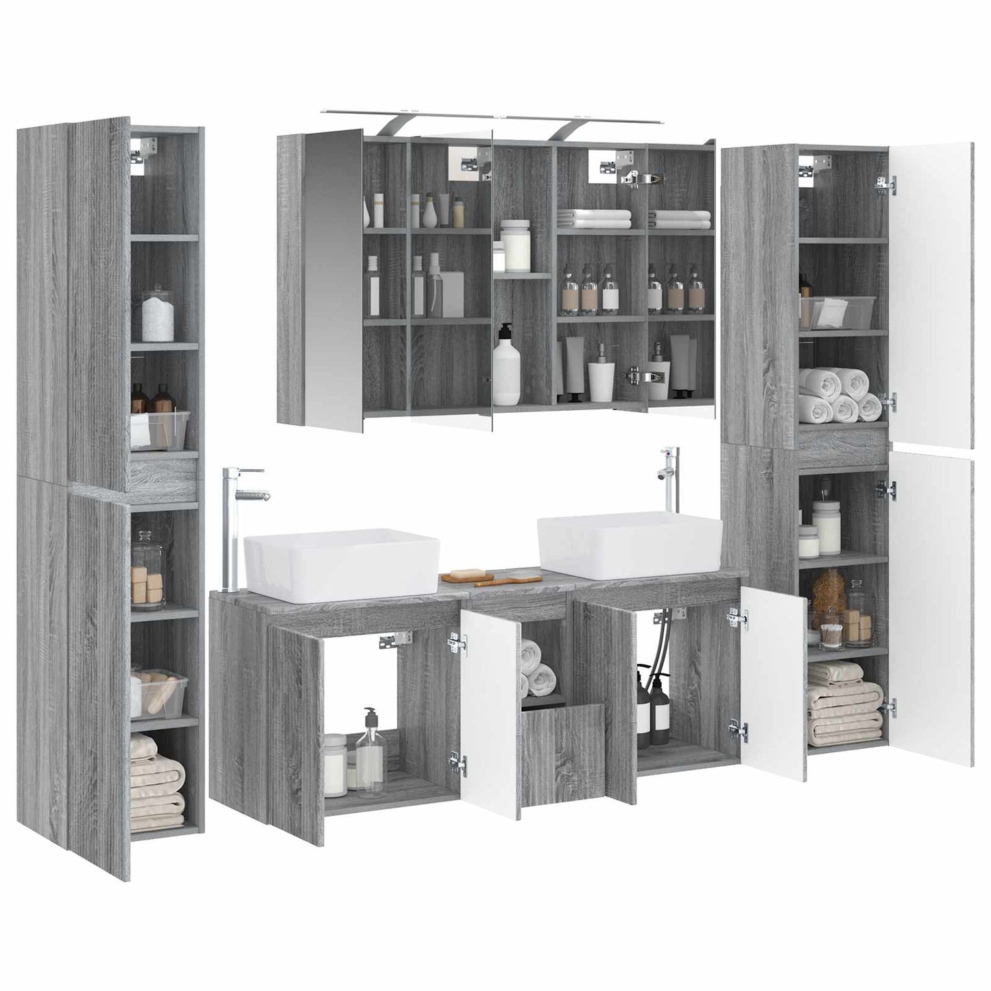 Bathroom Furniture Set 6 pcs Grey Sonoma