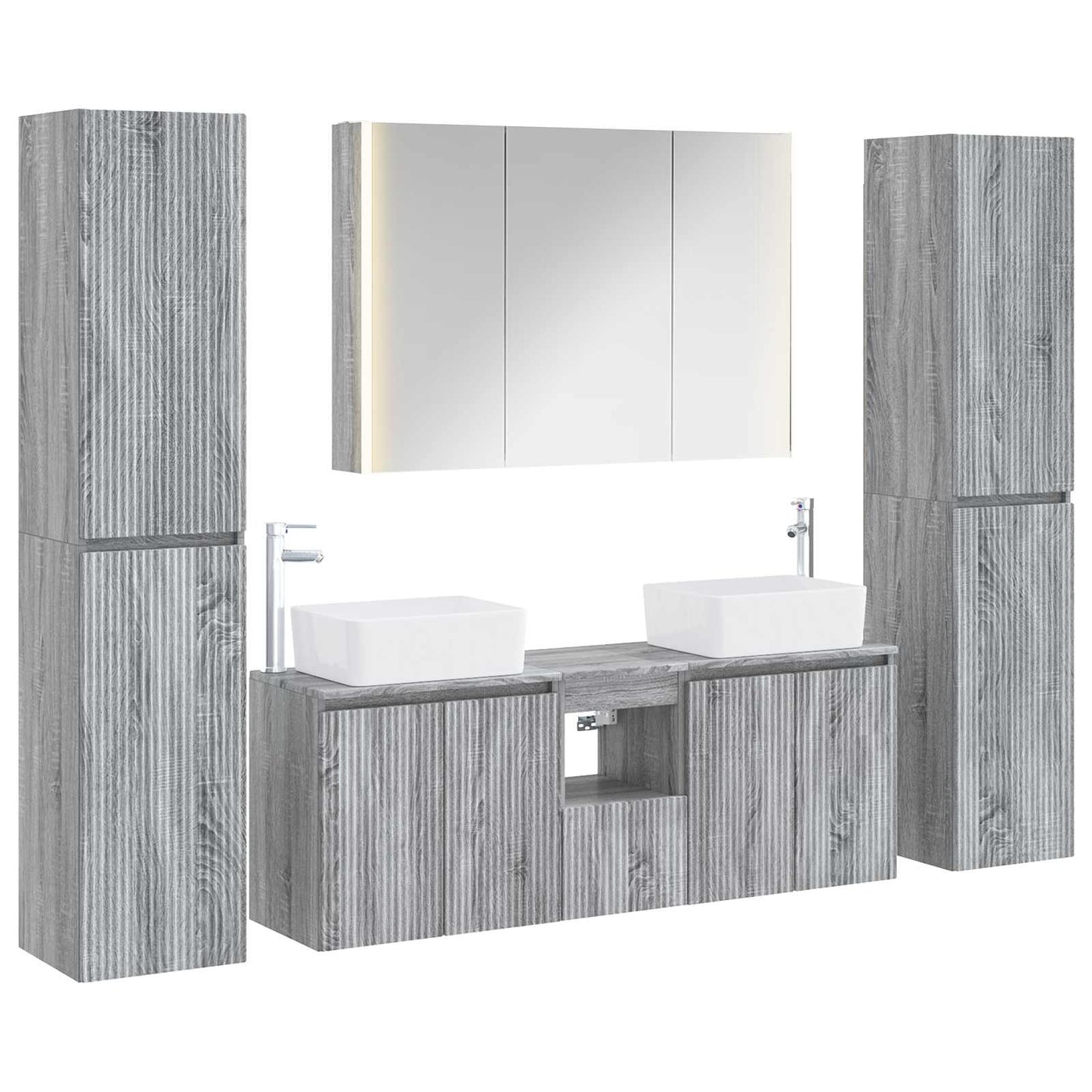 Bathroom Furniture Set 6 pcs Grey Sonoma