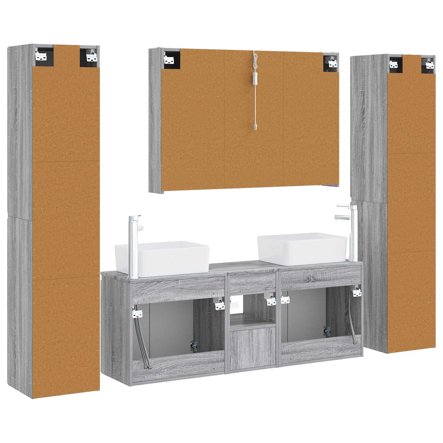 Bathroom Furniture Set 6 pcs Grey Sonoma