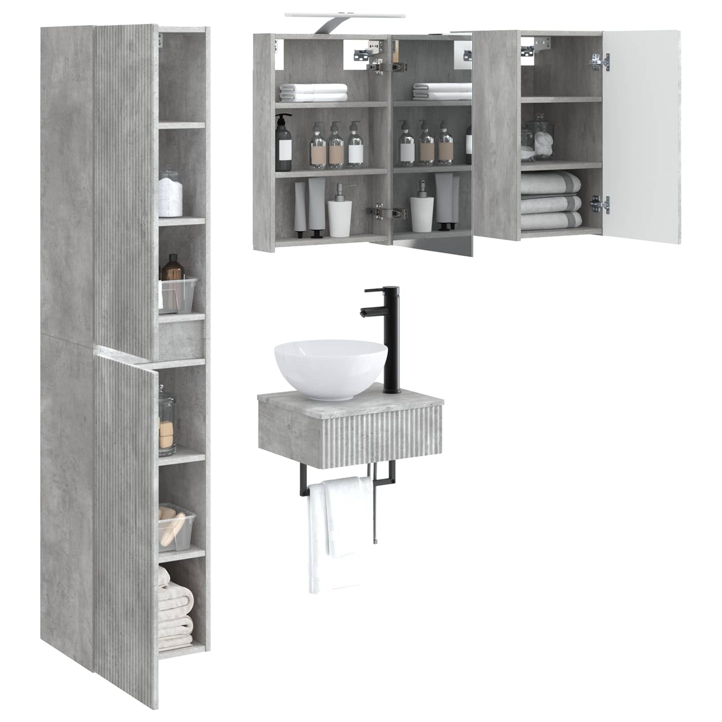 Bathroom Furniture Set 5 pcs Concrete Grey