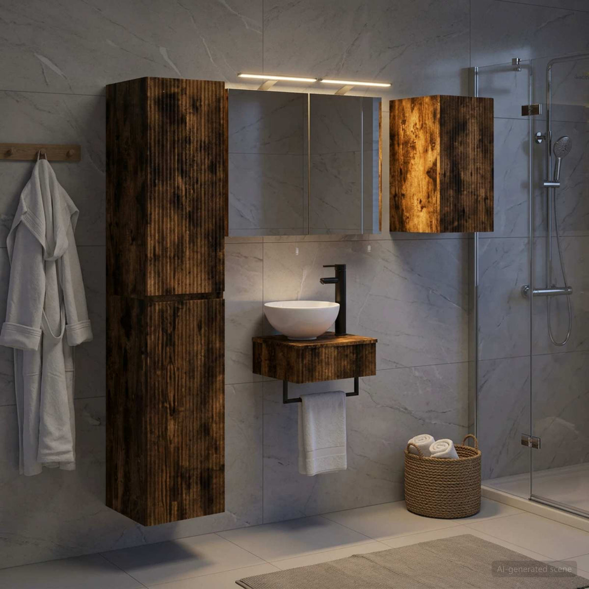 Bathroom Furniture Set 5 pcs Smoked Oak