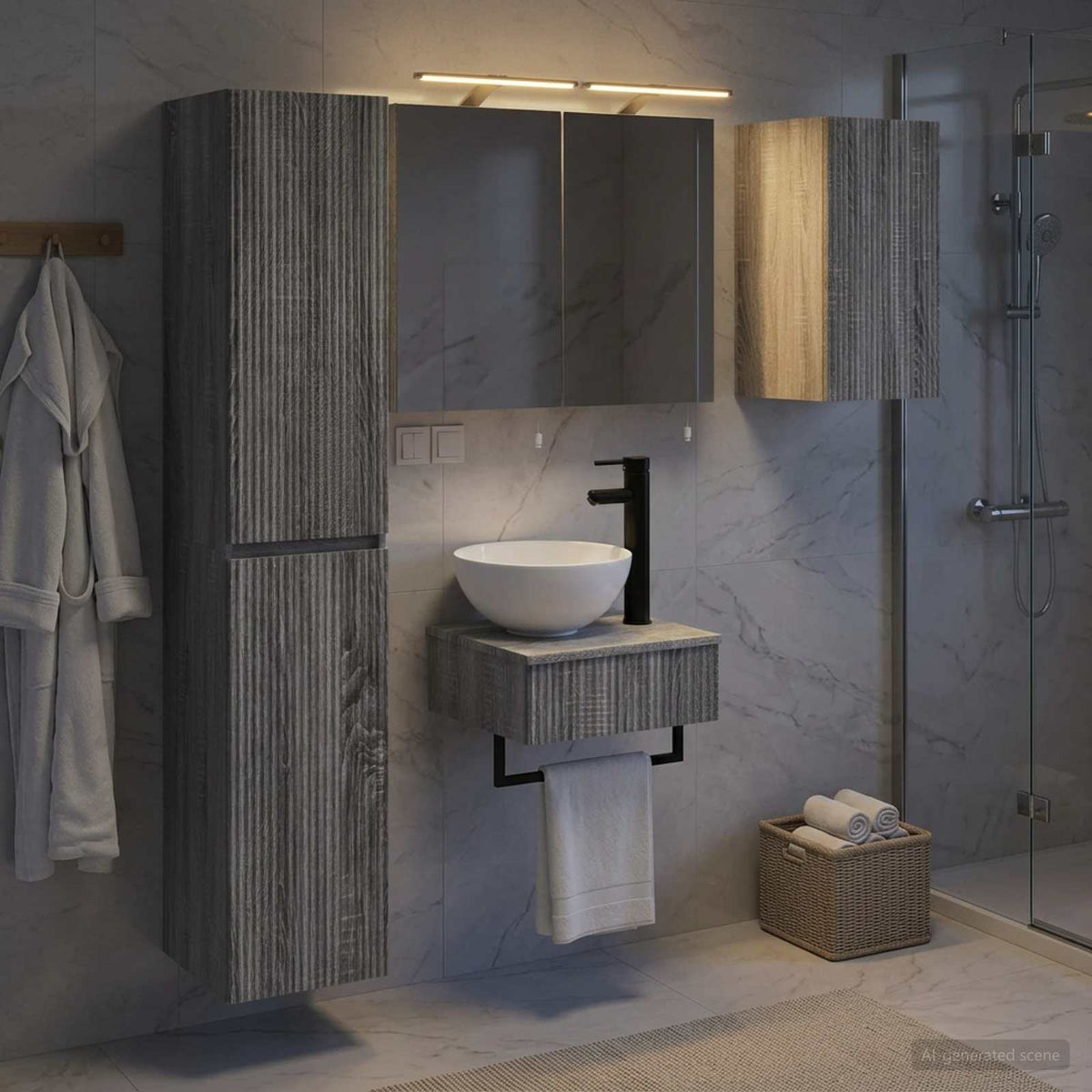 Bathroom Furniture Set 5 pcs Grey Sonoma