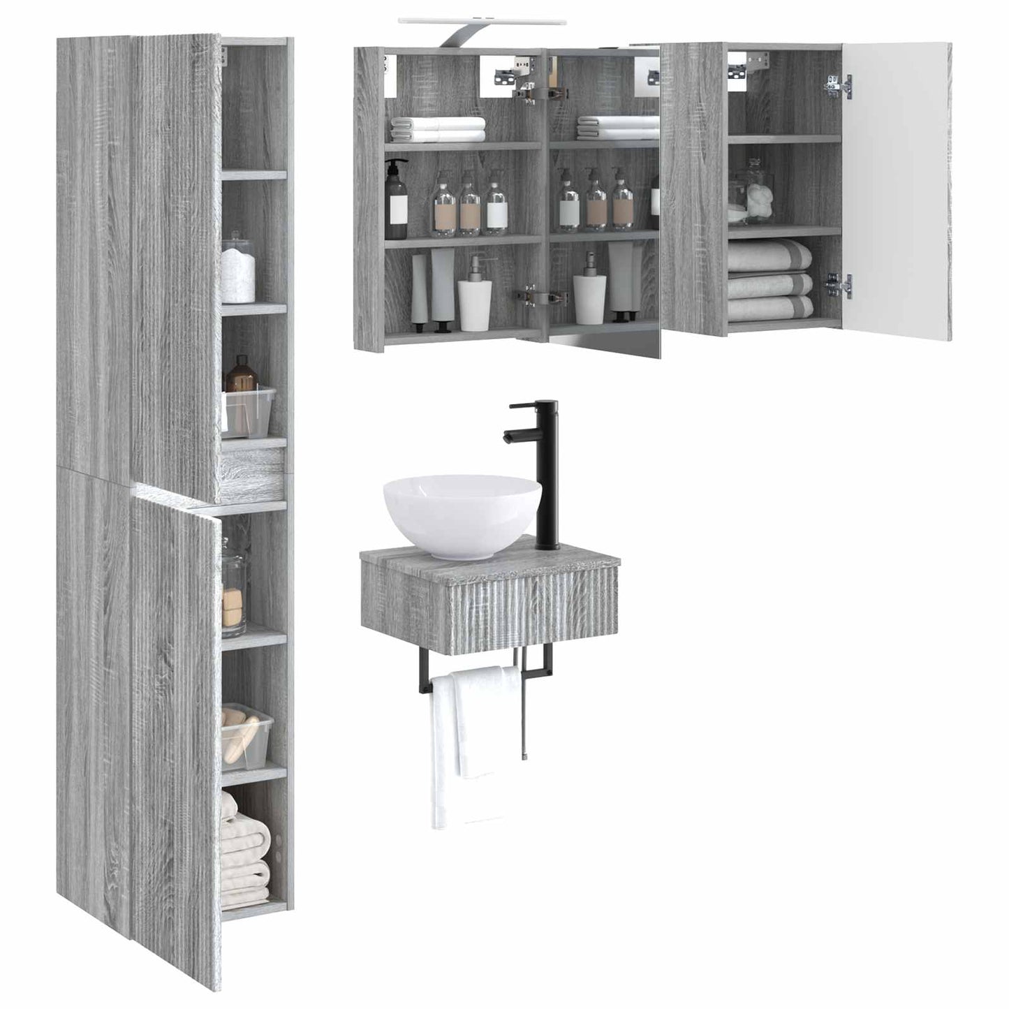 Bathroom Furniture Set 5 pcs Grey Sonoma