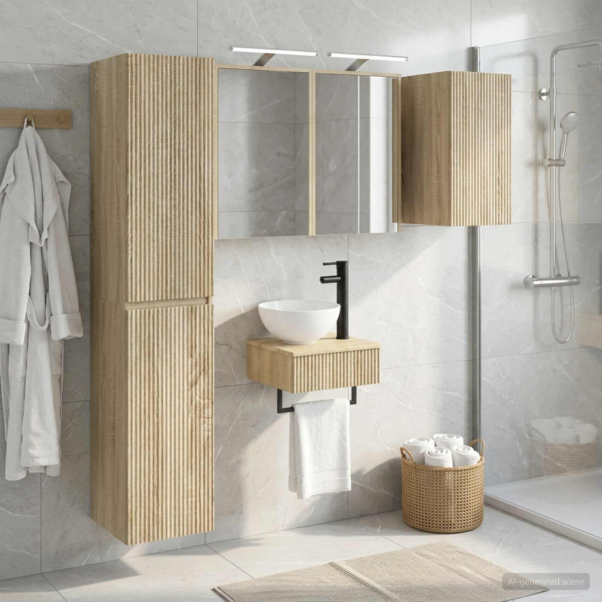 Bathroom Furniture Set 5 pcs Sonoma Oak 33 x 34.5 x 160 cm