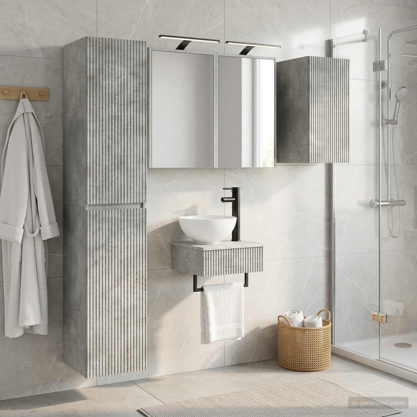 Bathroom Furniture Set 5 pcs Concrete Grey