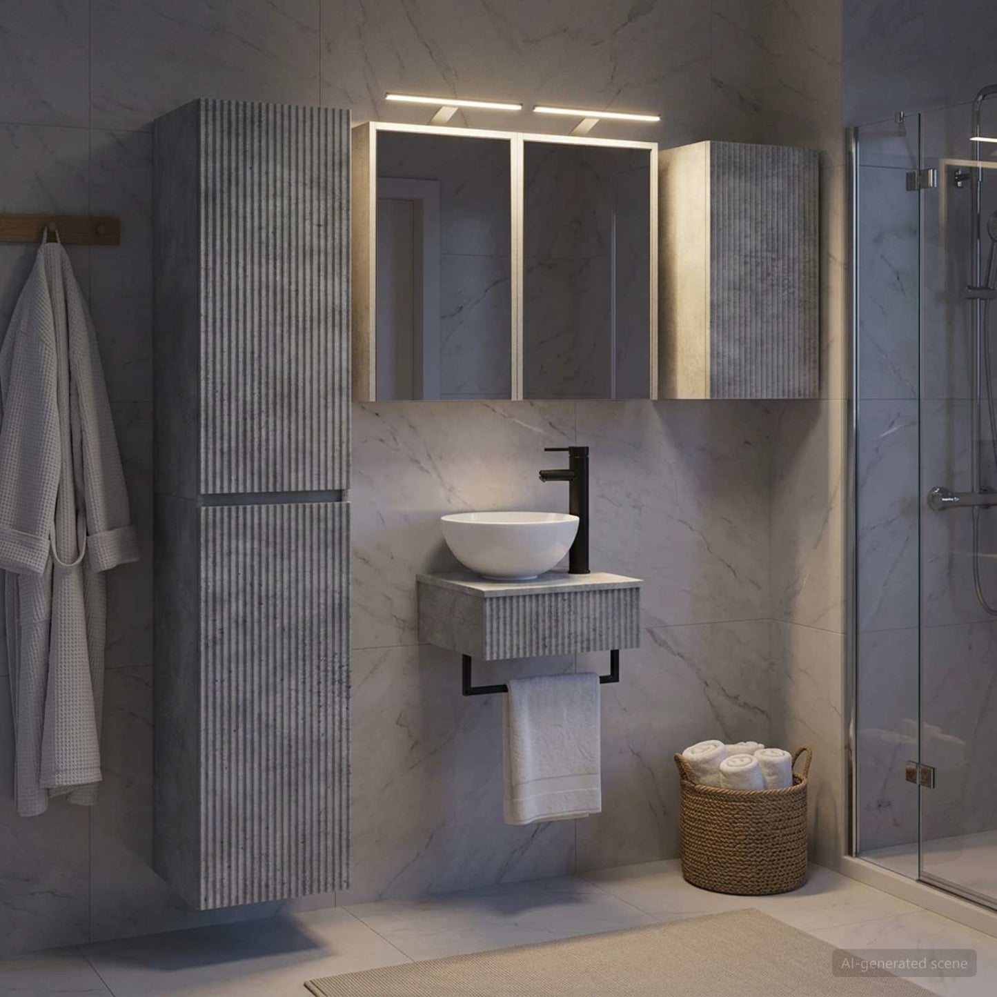 Bathroom Furniture Set 5 pcs Concrete Grey