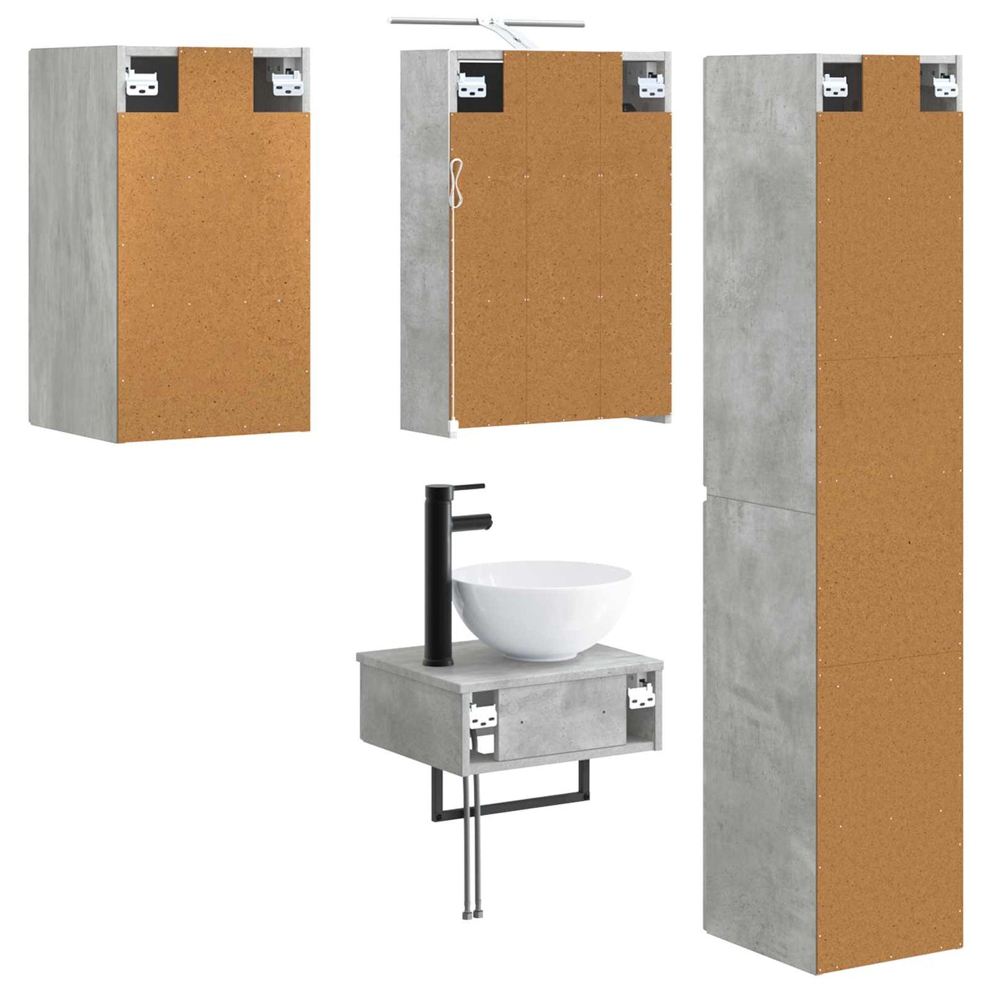 Bathroom Furniture Set 5 pcs Concrete Grey