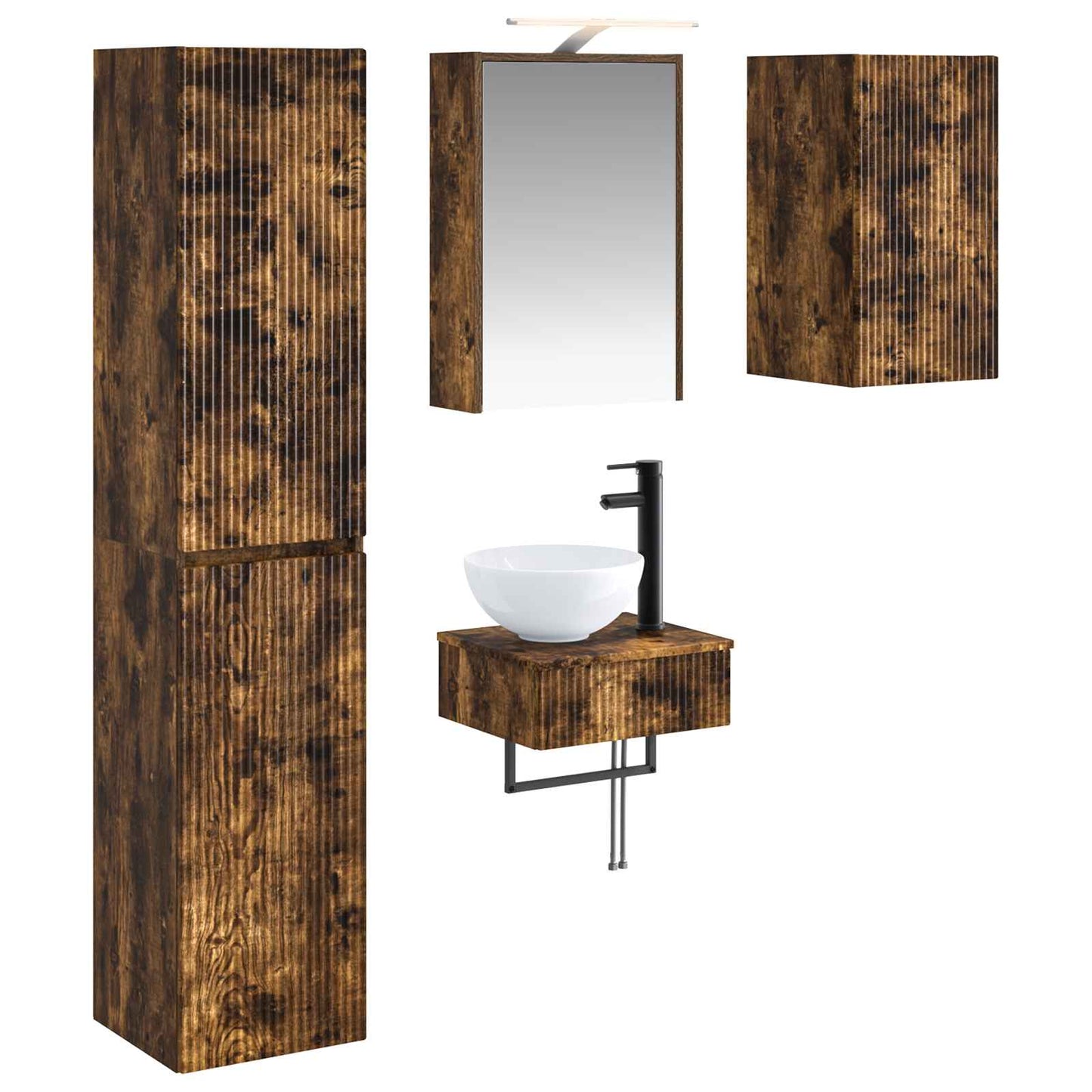 Bathroom Furniture Set 5 pcs Smoked Oak