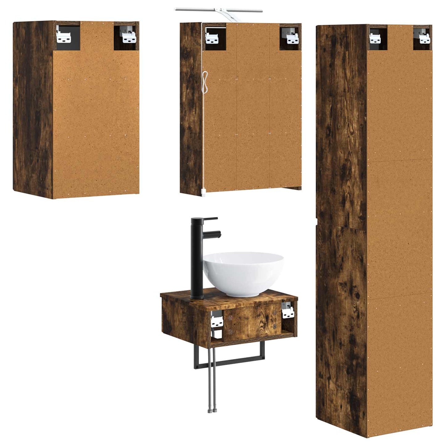 Bathroom Furniture Set 5 pcs Smoked Oak