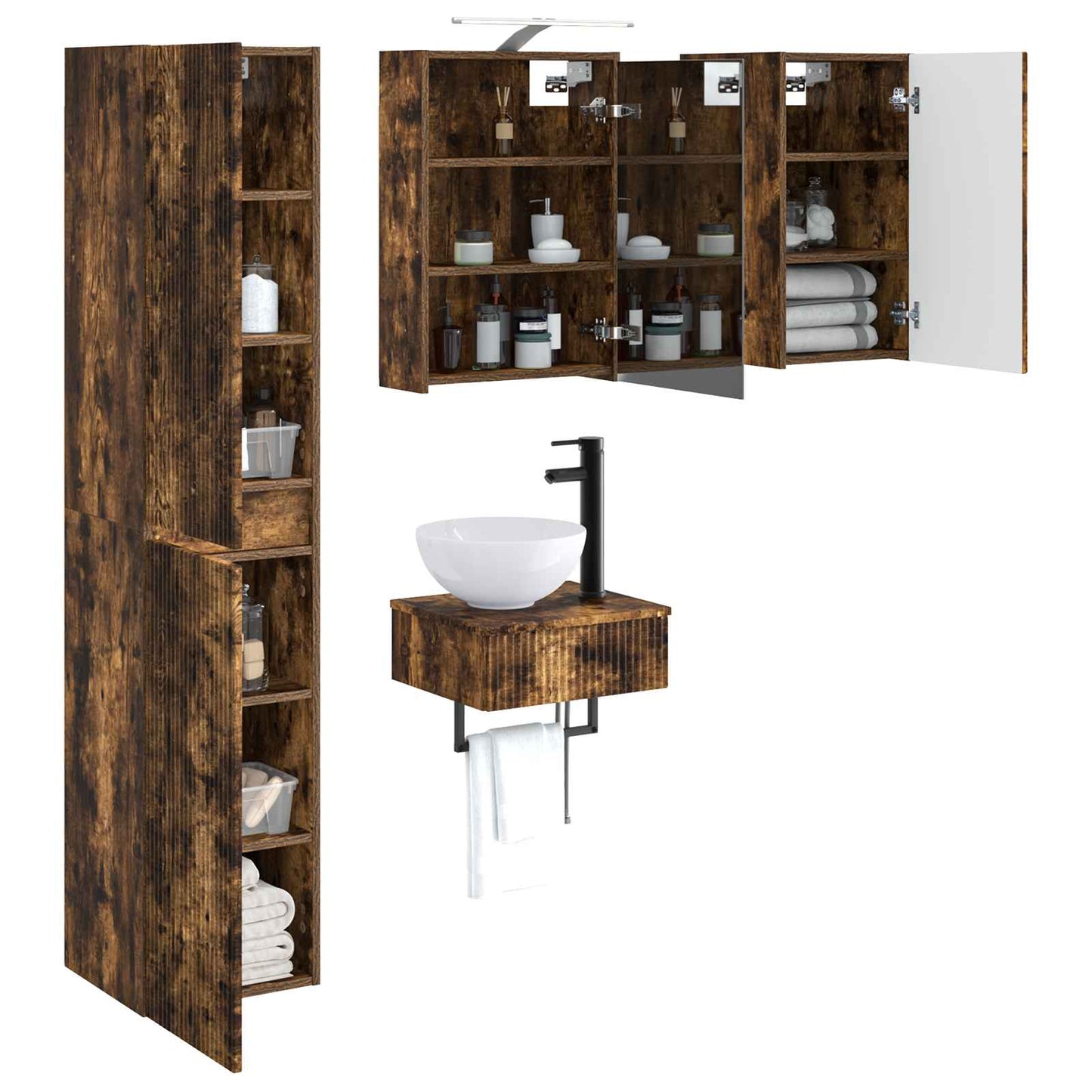 Bathroom Furniture Set 5 pcs Smoked Oak