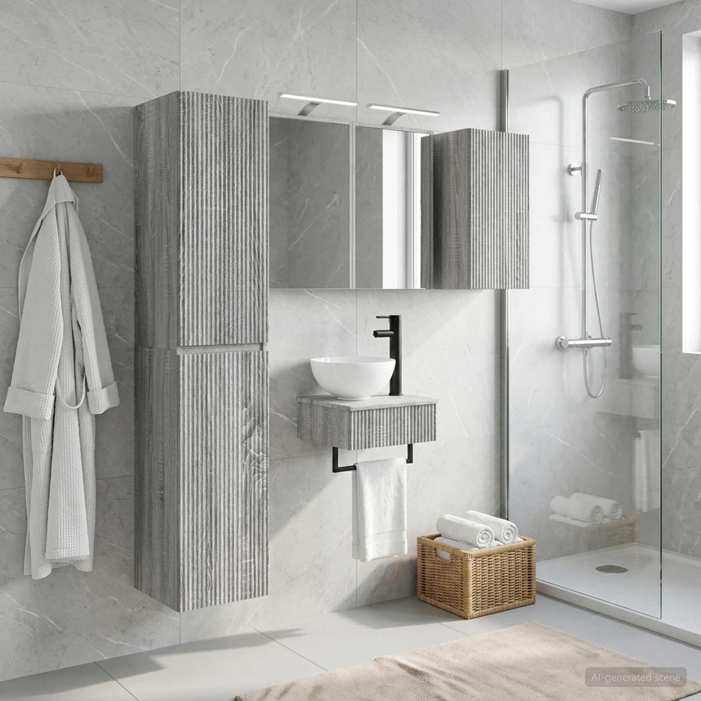 Bathroom Furniture Set 5 pcs Grey Sonoma