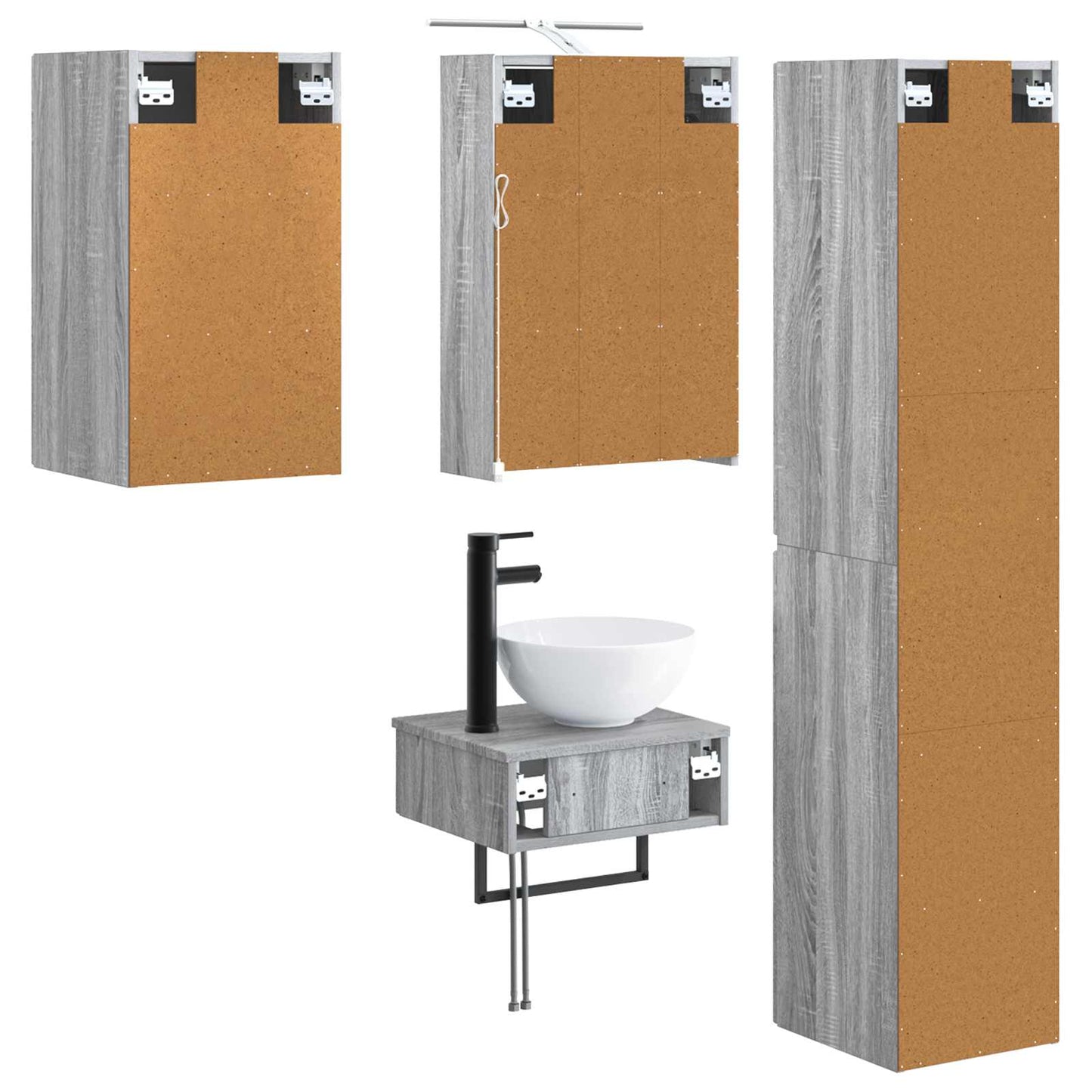 Bathroom Furniture Set 5 pcs Grey Sonoma