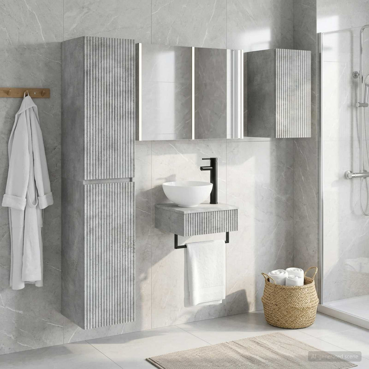 Bathroom Furniture Set 5 pcs Concrete Grey