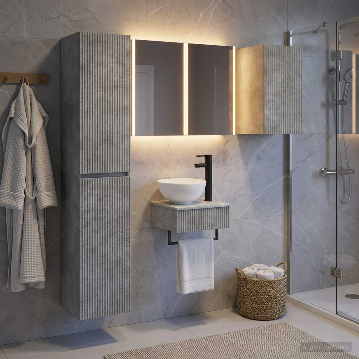 Bathroom Furniture Set 5 pcs Concrete Grey