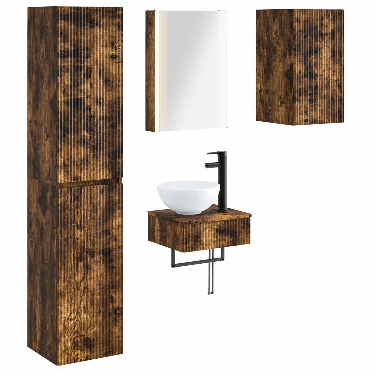 Bathroom Furniture Set 5 pcs Smoked Oak
