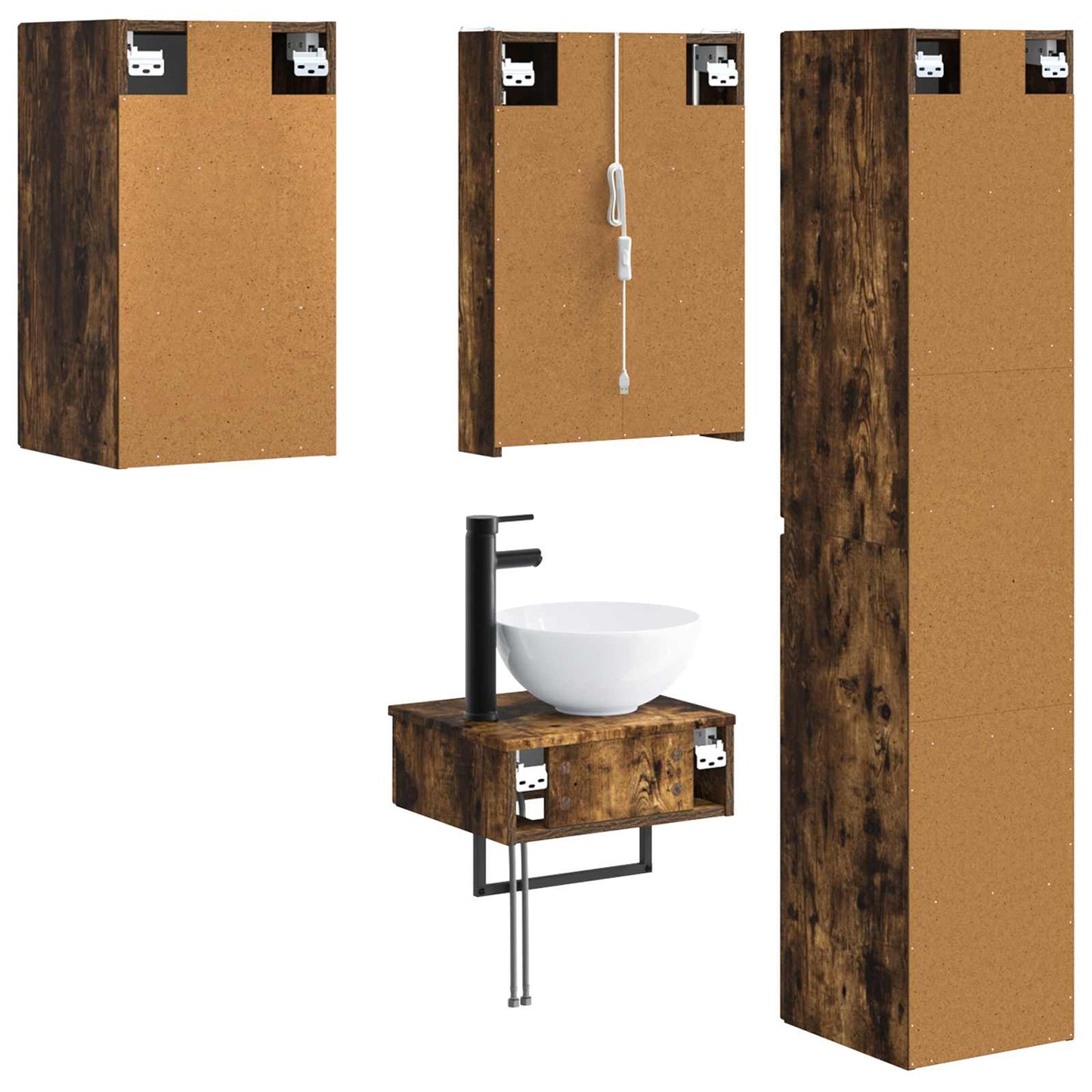 Bathroom Furniture Set 5 pcs Smoked Oak