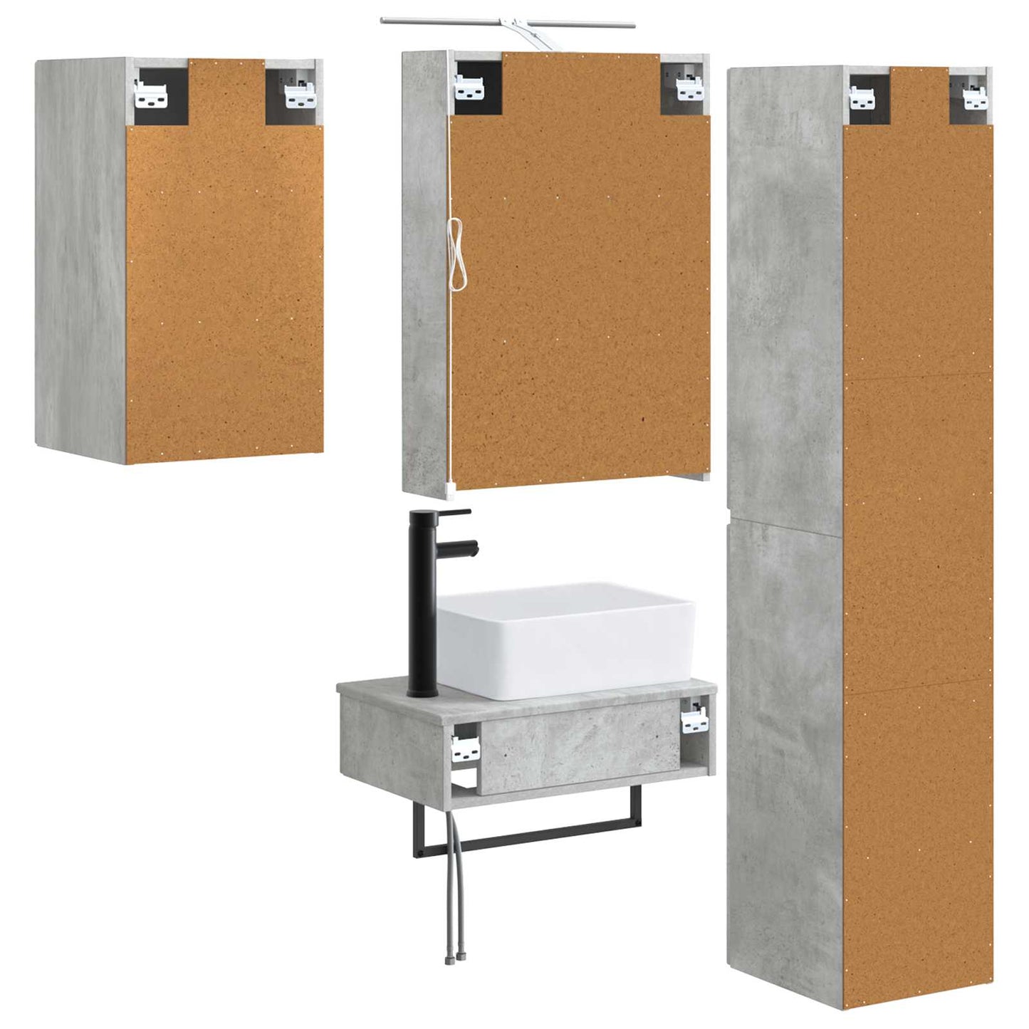 Bathroom Furniture Set 5 pcs Concrete Grey