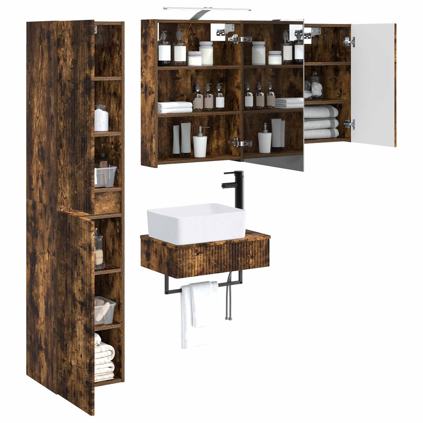 Bathroom Furniture Set 5 pcs Smoked Oak