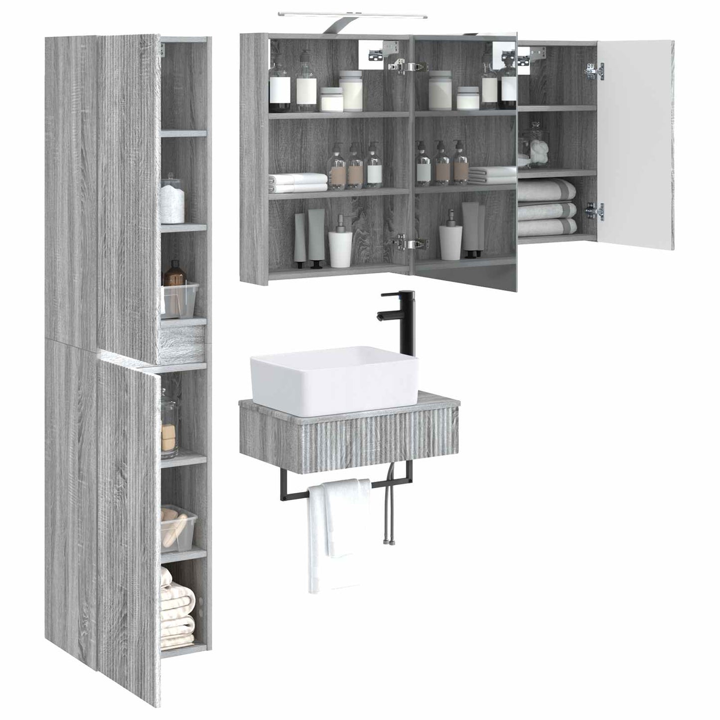 Bathroom Furniture Set 5 pcs Grey Sonoma