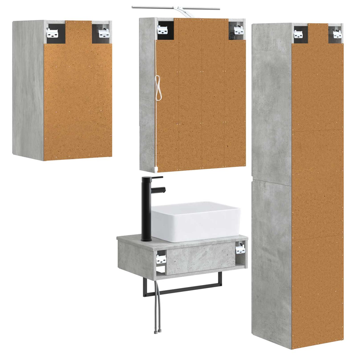 Bathroom Furniture Set 5 pcs Concrete Grey