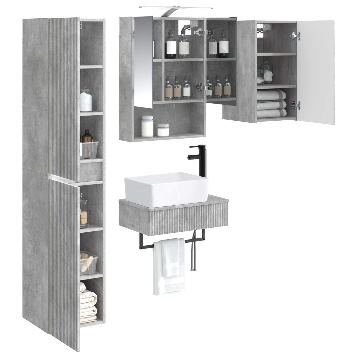 Bathroom Furniture Set 5 pcs Concrete Grey