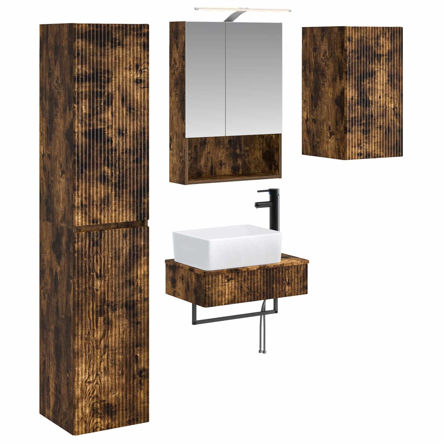 Bathroom Furniture Set 5 pcs Smoked Oak
