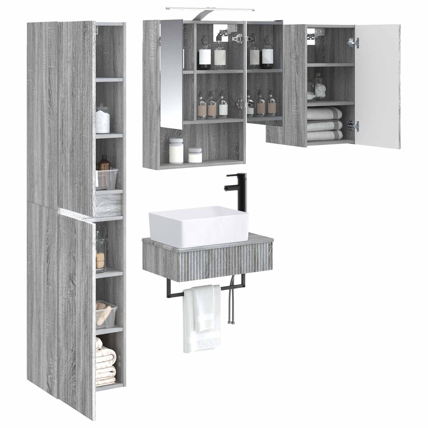 Bathroom Furniture Set 5 pcs Grey Sonoma
