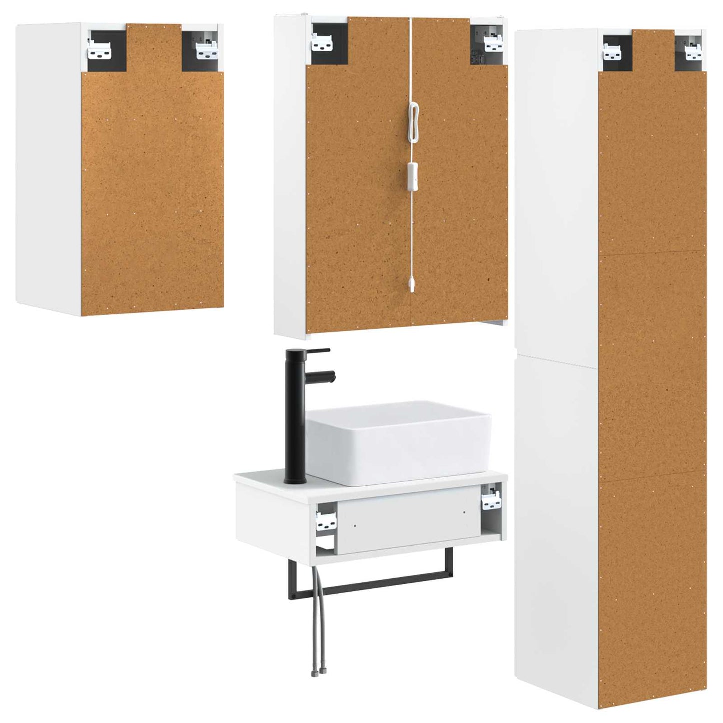 Bathroom Furniture Set 5 pcs White Engineered Wood and Glass