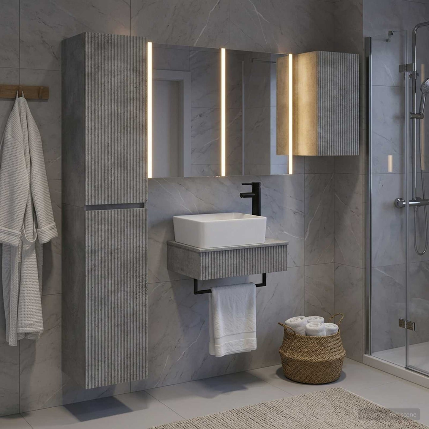 Bathroom Furniture Set 5 pcs Concrete Grey