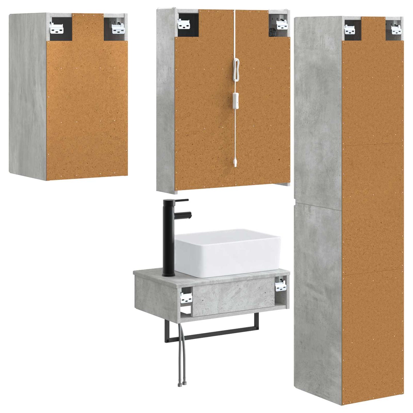Bathroom Furniture Set 5 pcs Concrete Grey