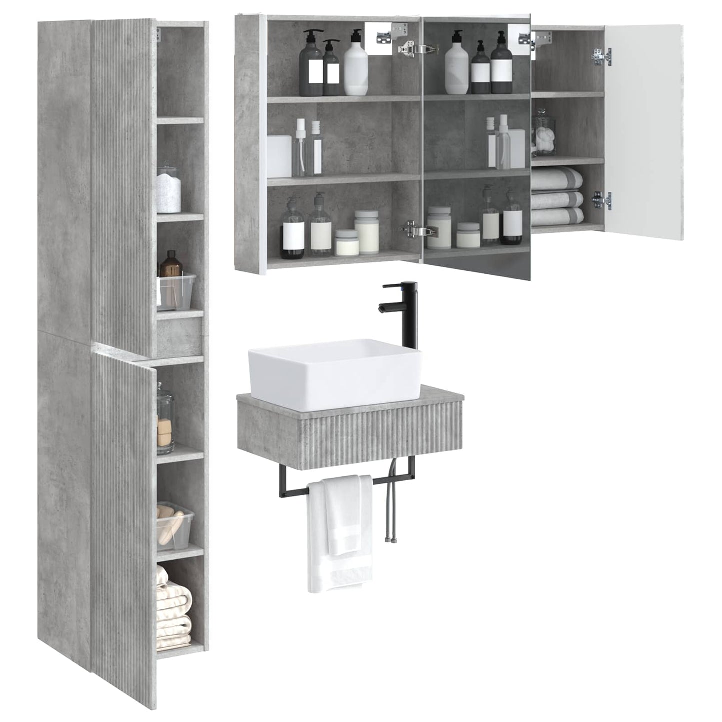 Bathroom Furniture Set 5 pcs Concrete Grey