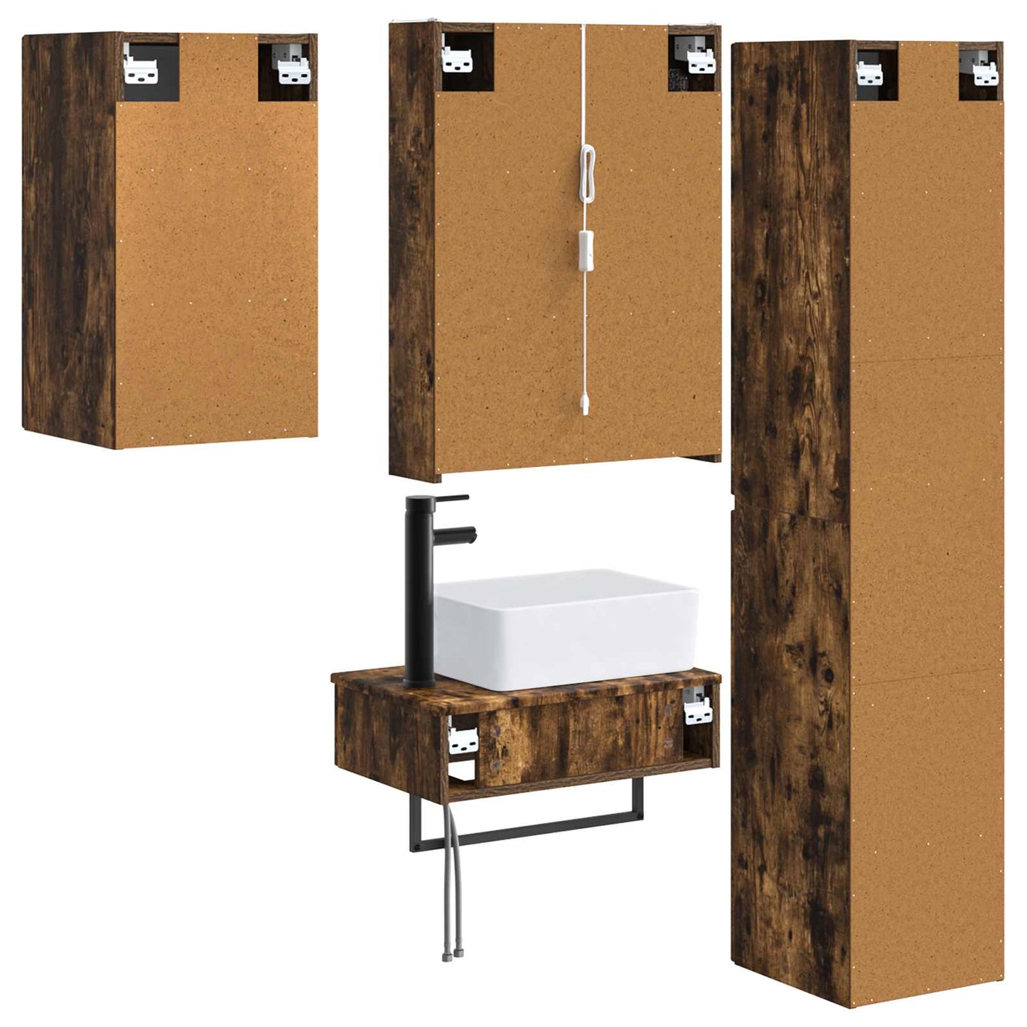 Bathroom Furniture Set 5 pcs Smoked Oak
