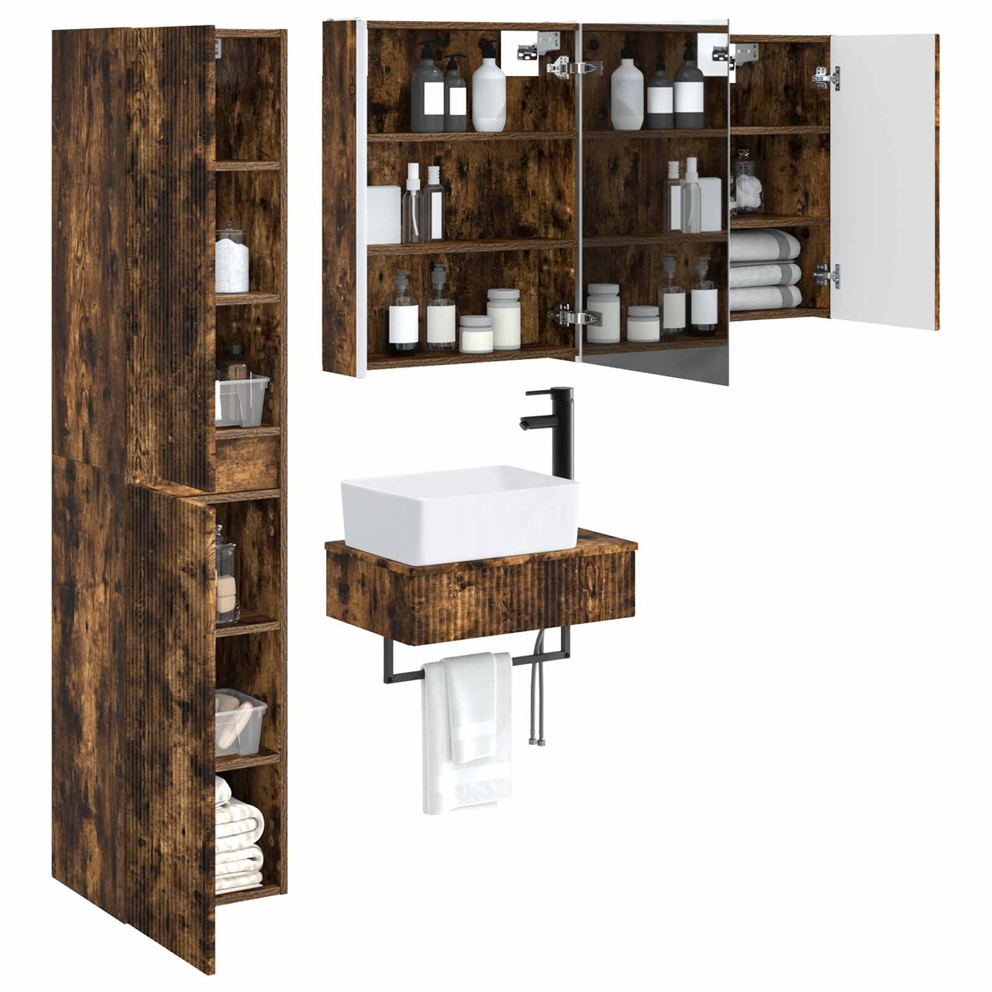 Bathroom Furniture Set 5 pcs Smoked Oak