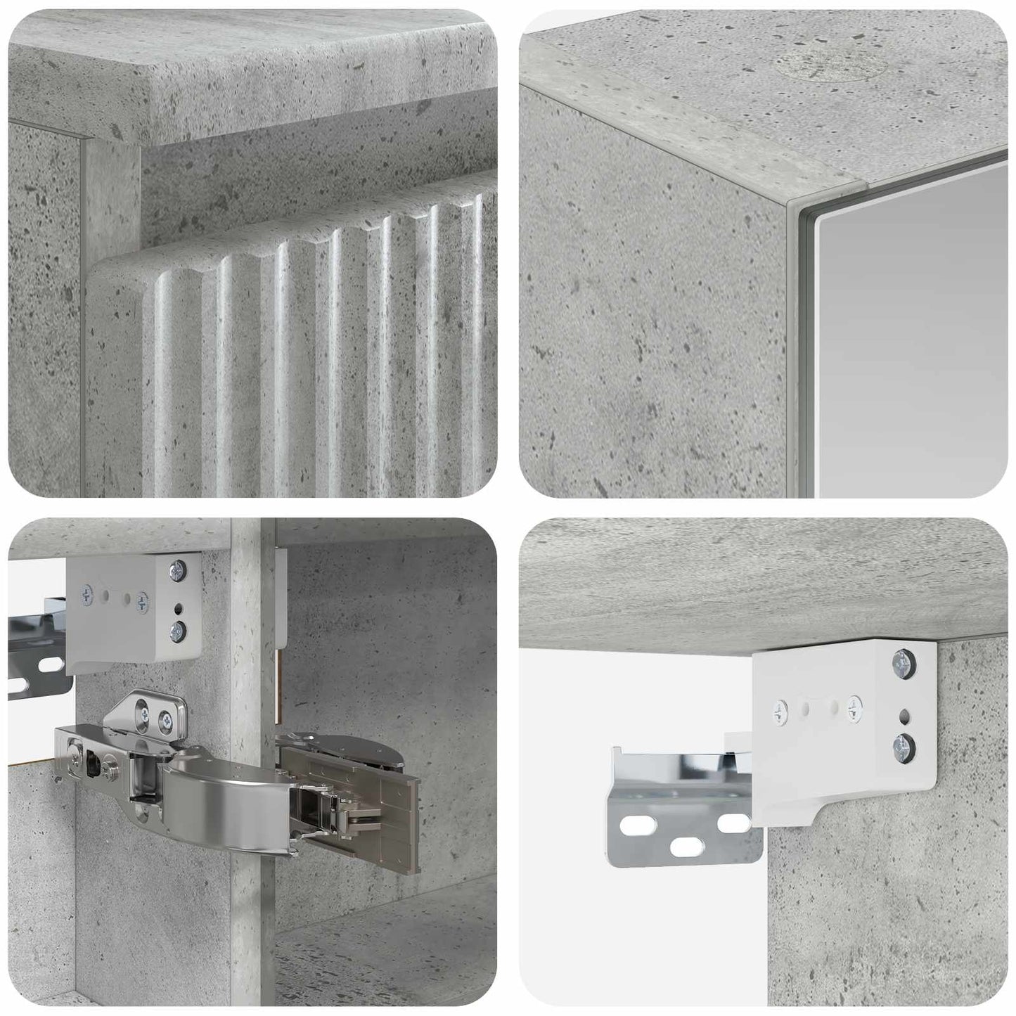 Bathroom Cabinet Set 5 pcs Concrete Grey 50 x 14.5 x 70 cm